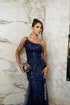 VESTIDO UM OMBRO SÓ PEDRINHAS LATERAL PAETE PETRA FINA